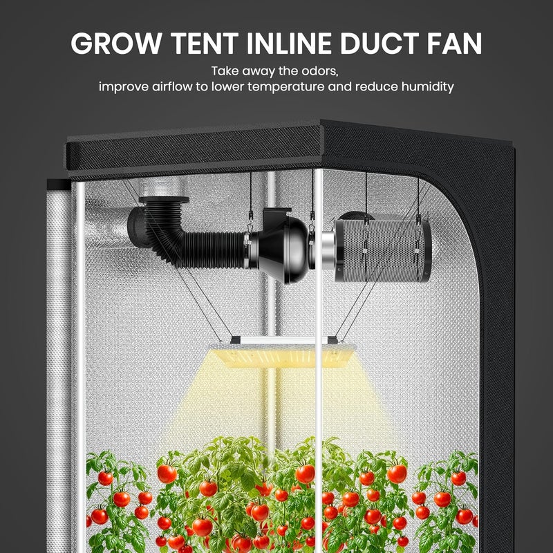 HealSmart 4 Inch Inline Duct Fan, 195 CFM Ventilation Fan, Exhaust HVAC Vent Blower for Hydroponics, Grow Tents, Basements, Attics, 2 Packs, Black - Image 2